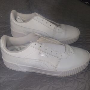 Puma White Low-Profile Leather Sneakers